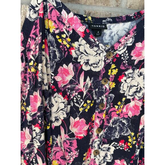 Torrid Floral Baby Doll Cami Swing Summer Tank Top 4 4X Plus Flowy Stretch Fairy - Picture 6 of 7